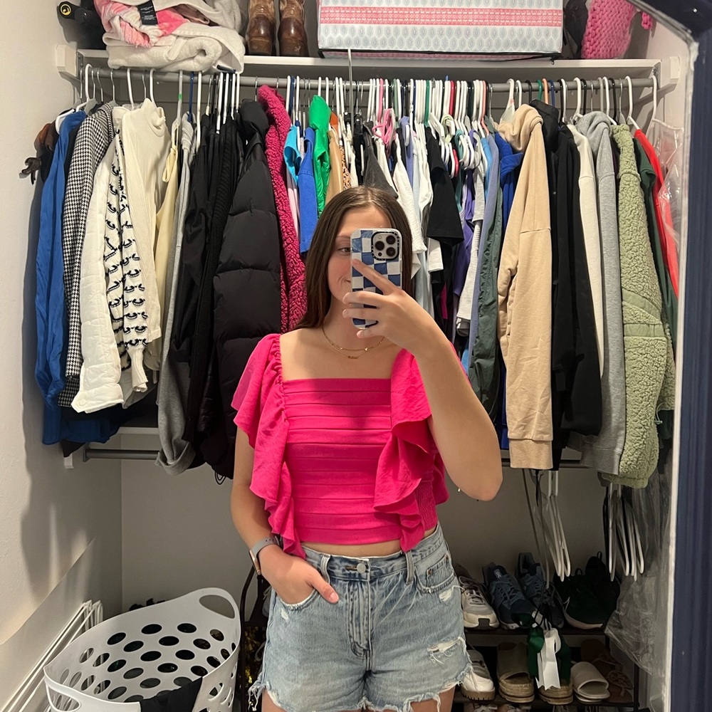 pink cropped do + be tank